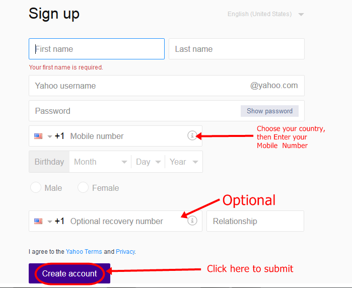 Yahoomail sign up site