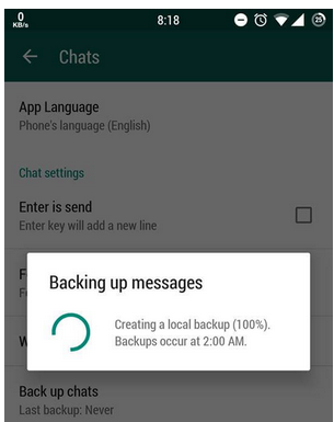 Backup of your chats settings