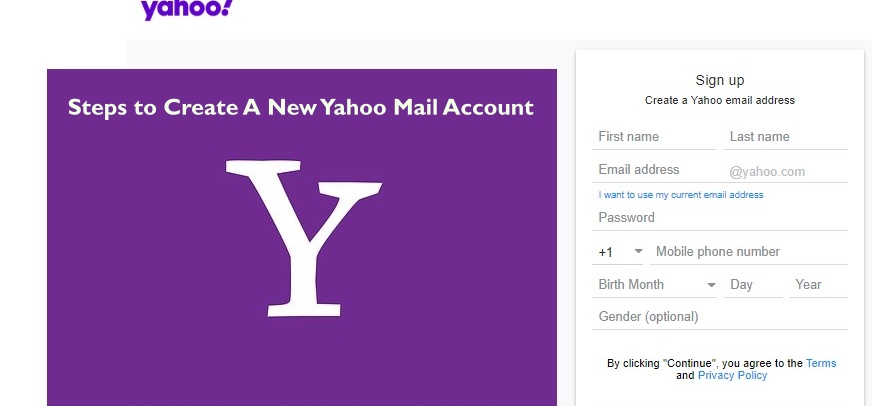 Steps to Create A New Yahoo Mail Account