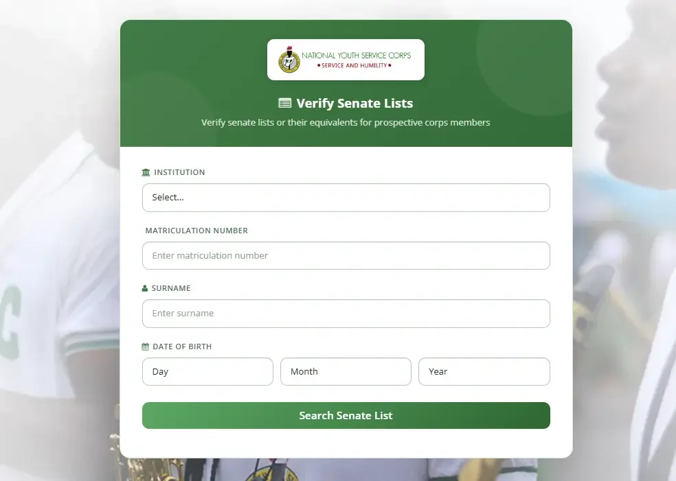 Image showing How to Check Your Name on NYSC Senate list