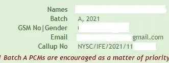 NYSC Call-Up Number