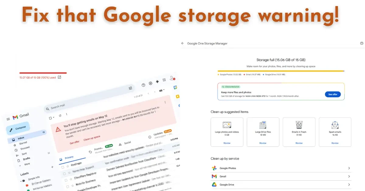 Methods of Resolving Google Storage Warning